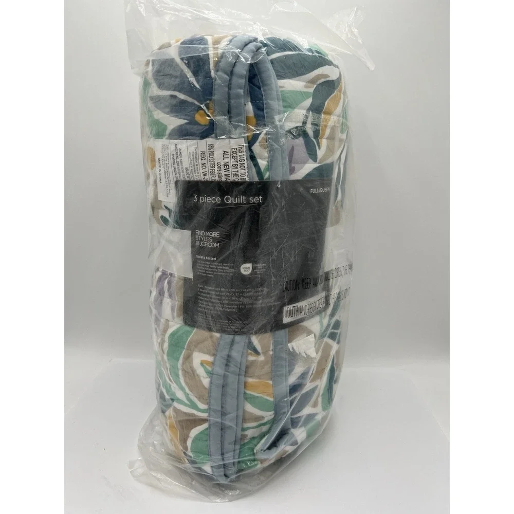 JCPenney Home Expressions Everton Quilt Set Full Queen Puritan Blue New Sealed